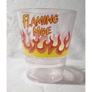 Simpsons Flaming Moe Universal Studios Moe's Tavern Acrylic Cup Made In USA